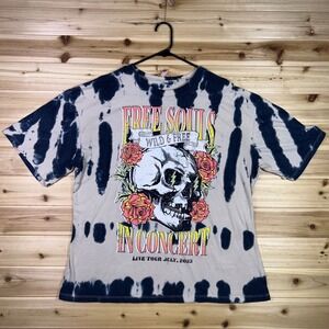 Free Souls T-Shirt Mens XL Tie Dye Wild & Free In Concert Tour 2023 Skull & Rose